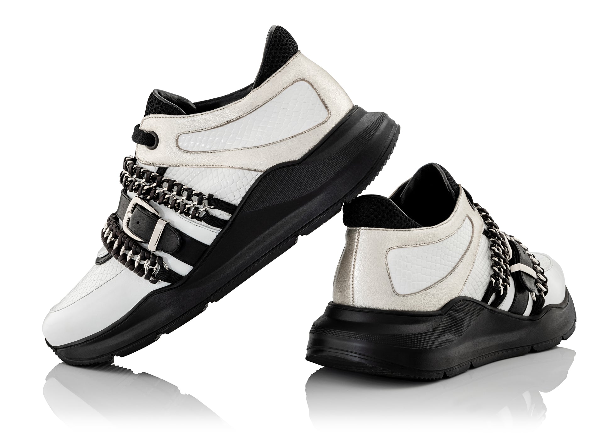 gender neutral white and black sneakers