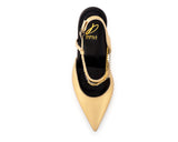 Gold Italian heels from Daniela Uribe